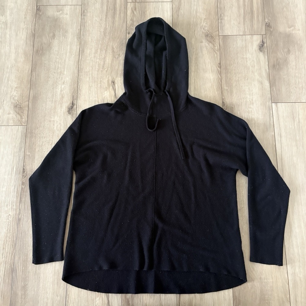 Quince Hoodie Womens XL Black Lenzing Eco‎ Knit Milano Lightweight Sweater